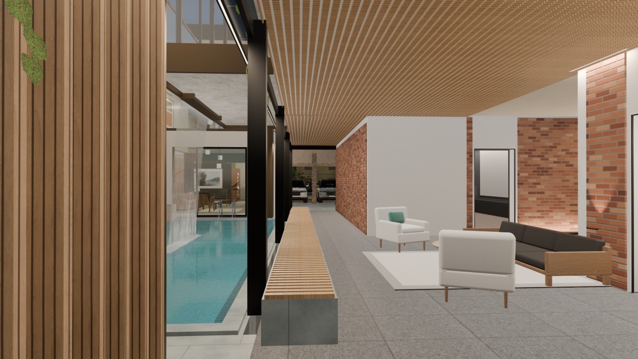 The sit-out under the court beside the pool