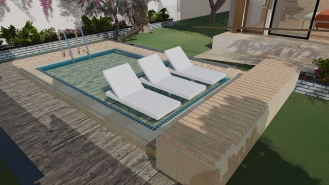 The pool and sun deck